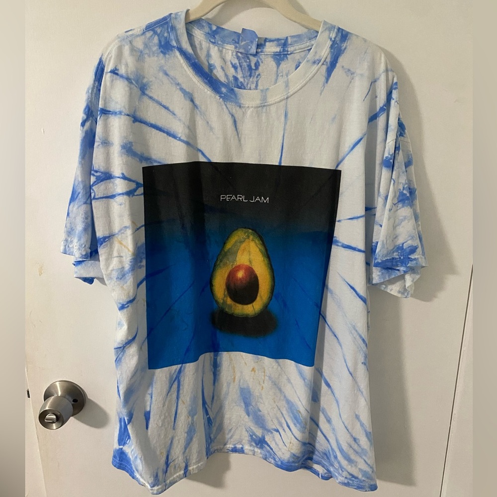 Hanes Blue and White Tie-Dye Pearl Jam T-Shirt